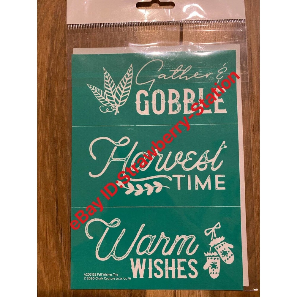 Chalk Couture Silk Screen Transfers Stencil Fall Autumn Fall Wishes Trio Harvest